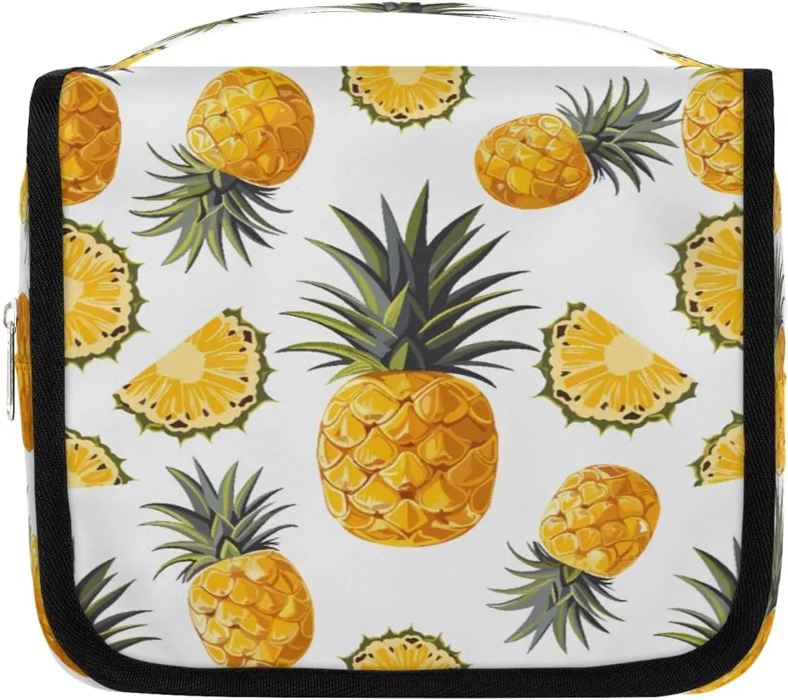 Pineapple Silde Hanging Travel Toiletry Bag Cosmetic Bag Portable Wash Bag with Hook for Bathroom Accessories Toiletries Cosmetics