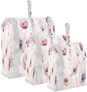 Pink Poppy Flower Compression Packing Cubes Suitcase Organizer Bags Set for Travel Cubes for Women Travel Accessories