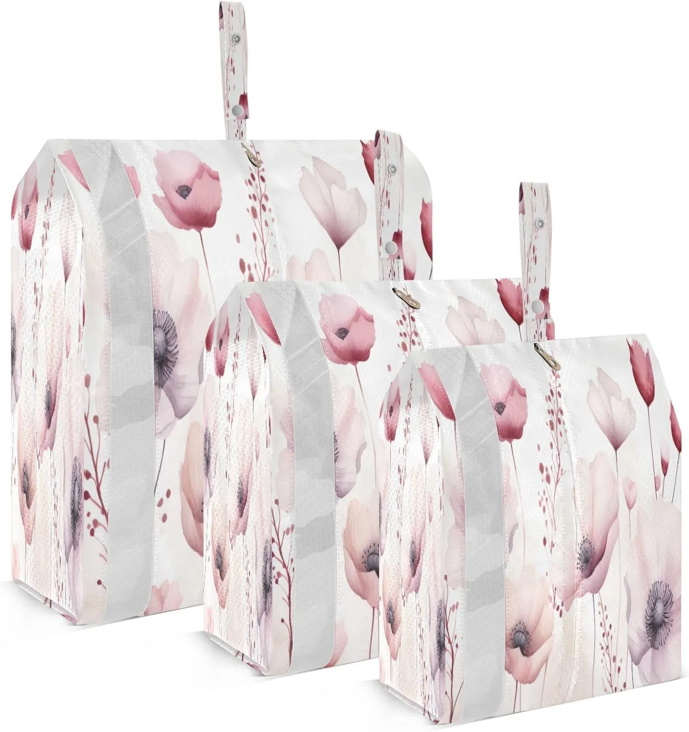 Pink Poppy Flower Compression Packing Cubes Suitcase Organizer Bags Set for Travel Cubes for Women Travel Accessories