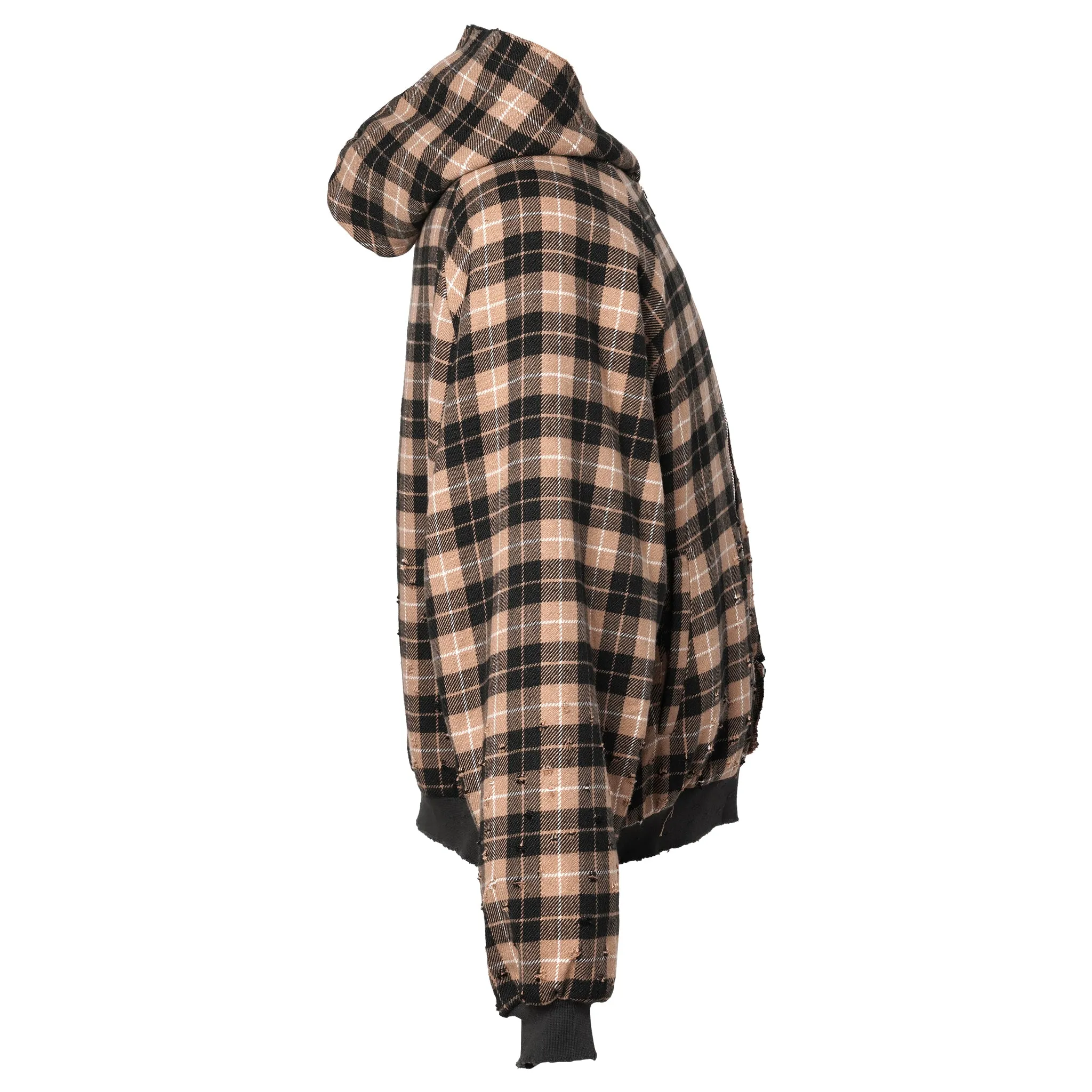 PLAID SHEARLING HOODIE / PLAID