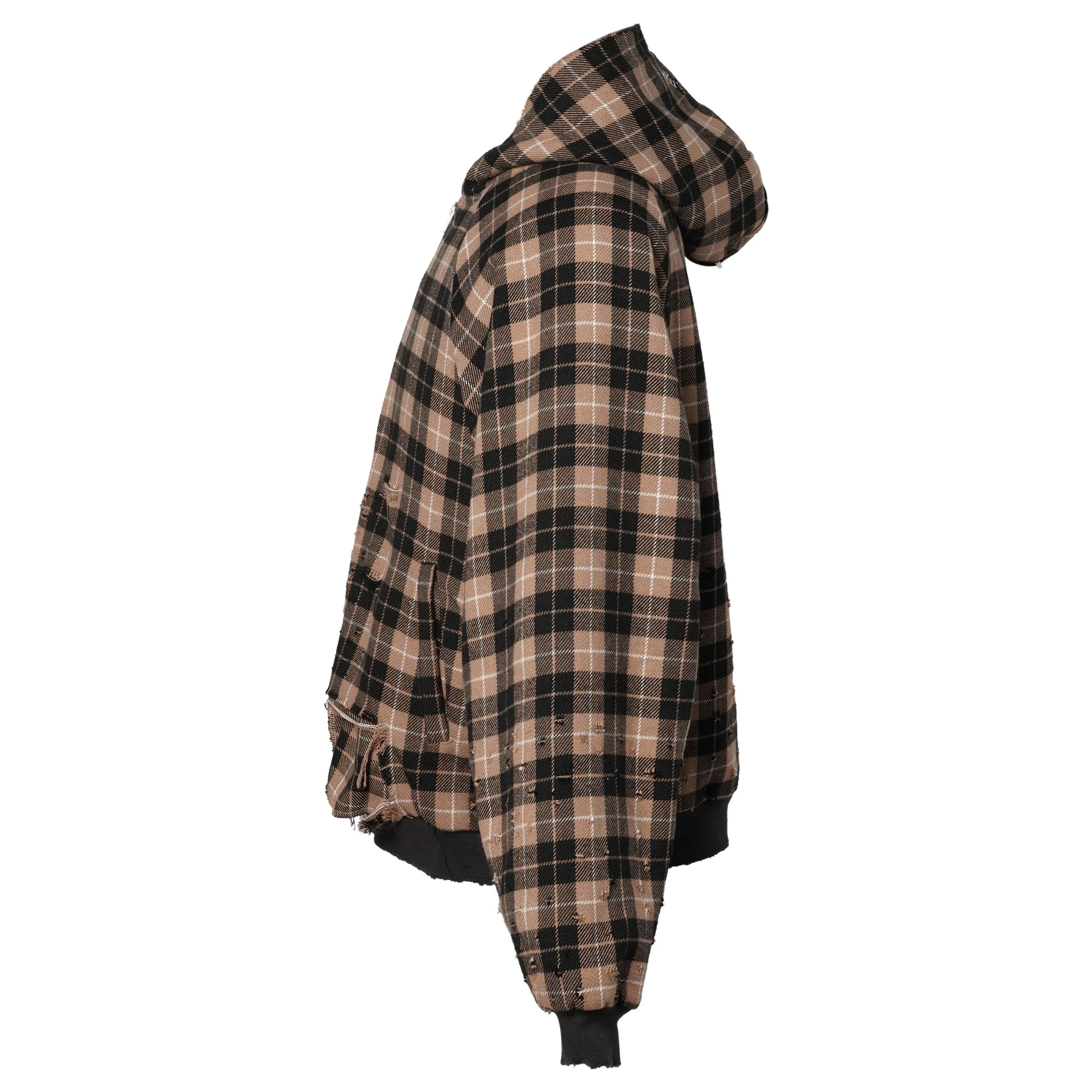 PLAID SHEARLING HOODIE / PLAID