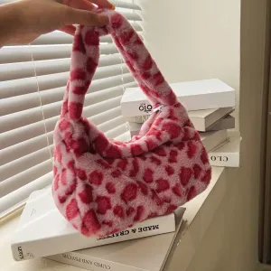 Plush Tote Bag Y2K Fuzzy Furry Hobo Bag Fur Underarm Bag Aesthetic Shoulder Bag Accessories for Autumn Winter