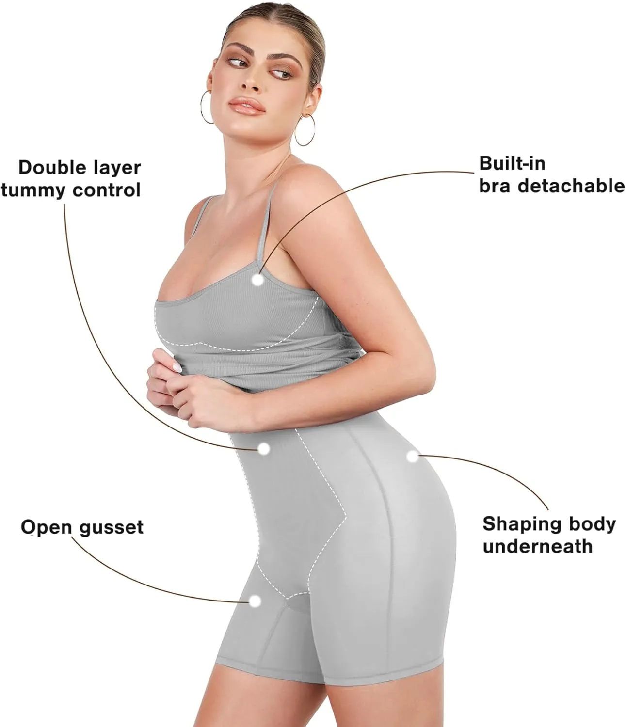 Popilush Summer Dresses for Women 2025 - Dinner Dress Spaghetti Straps Shapewear Mini Dress Club Date Night Bodycon