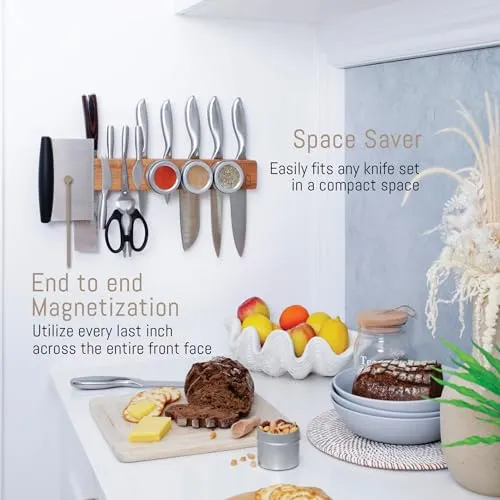Premium 16 Inch Magnetic Knife Holder for Wall With Double Storage