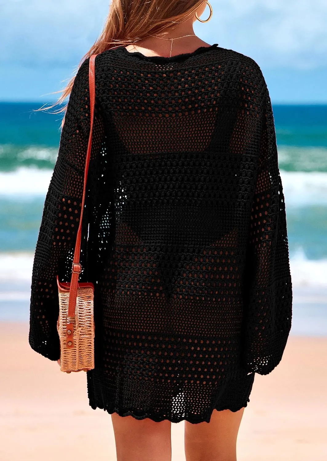 PRETTYGARDEN Women's 2025 Swimsuit Cover Ups Crochet Knit Bathing Suit Swimwear Summer Dresses Fashion Beach Vacation Clothes