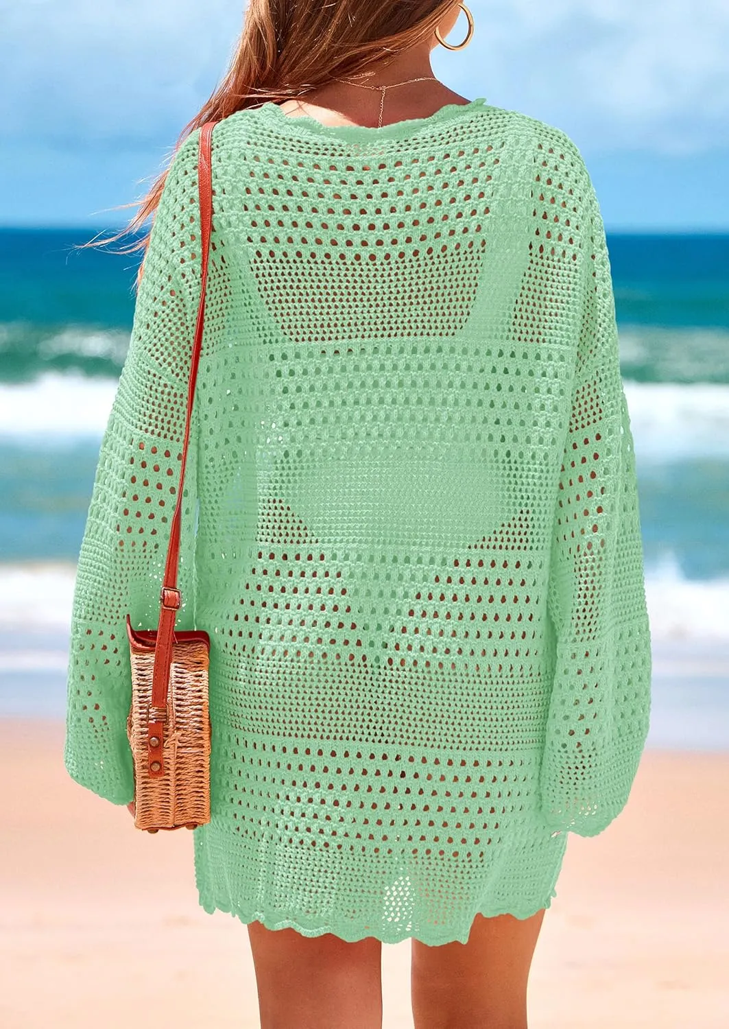 PRETTYGARDEN Women's 2025 Swimsuit Cover Ups Crochet Knit Bathing Suit Swimwear Summer Dresses Fashion Beach Vacation Clothes
