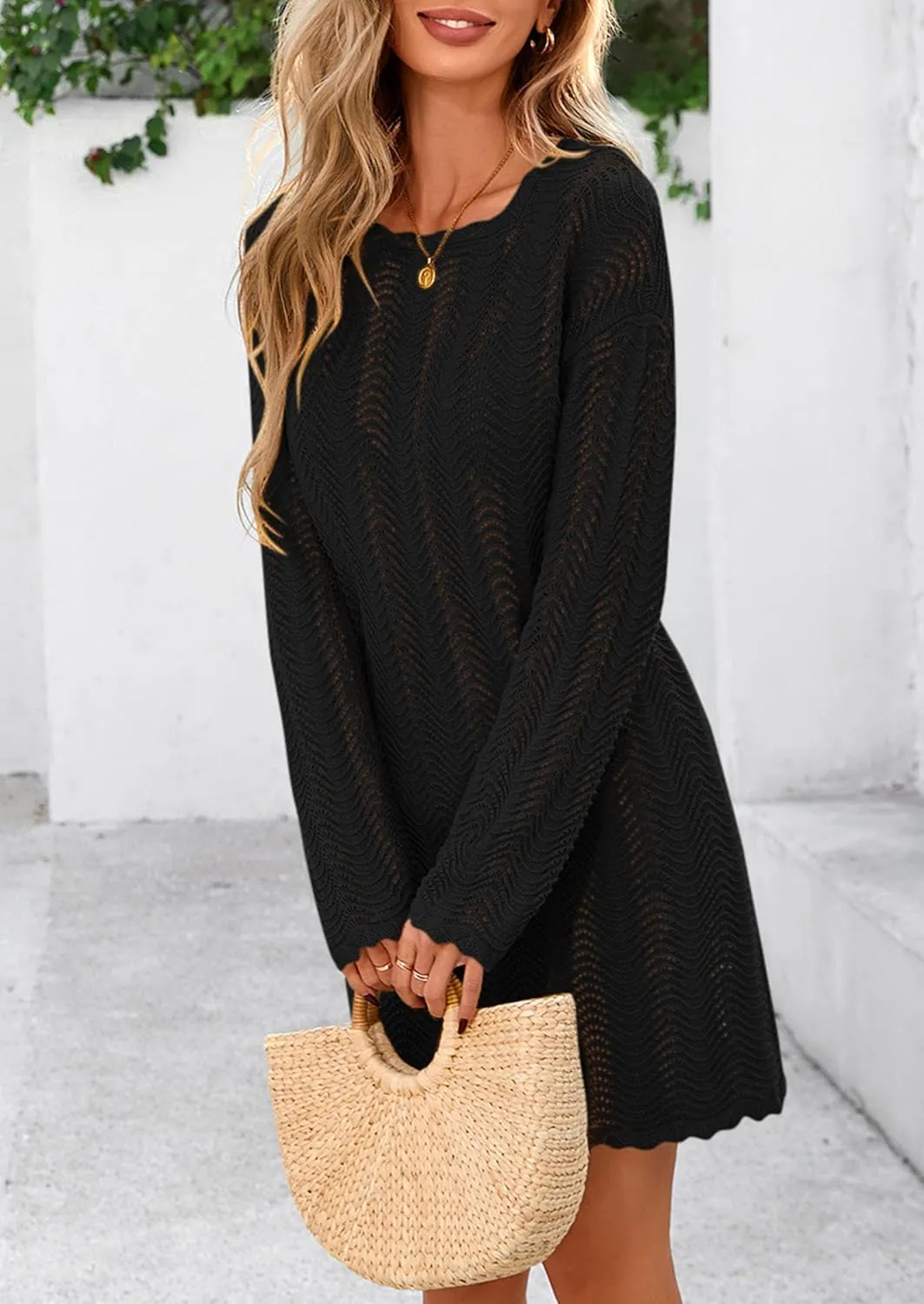 PRETTYGARDEN Women's Swimsuit Cover Up 2025 Summer Bathing Suit Swimwear Crochet Knit Dress Fashion Beach Vacation Clothes