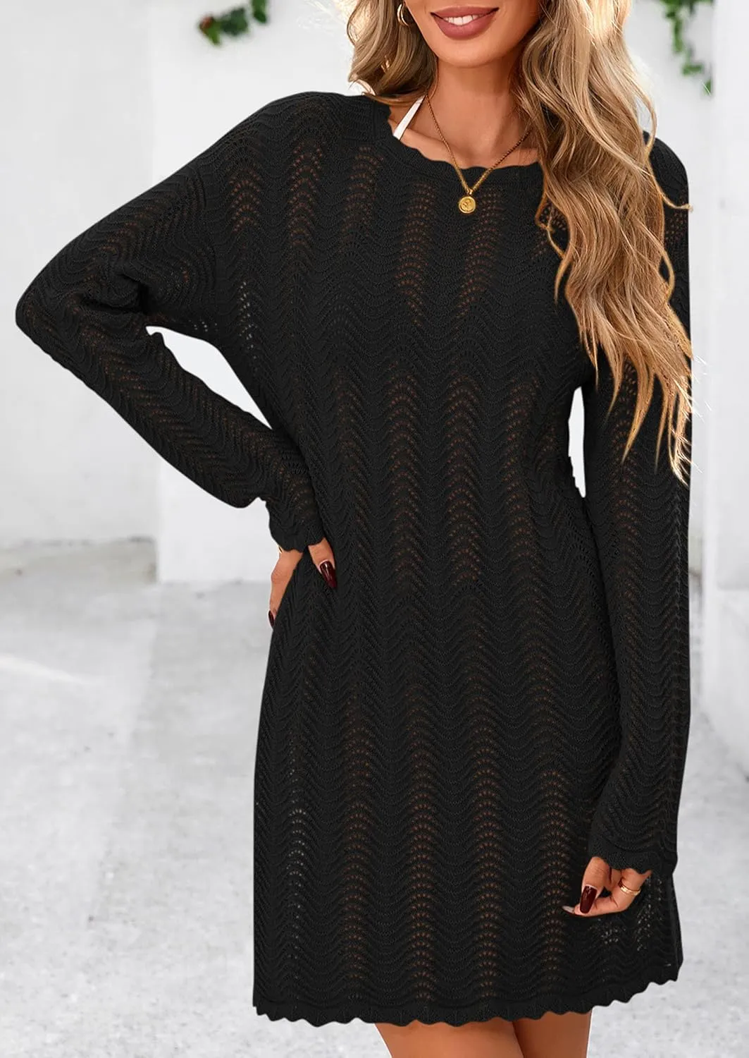 PRETTYGARDEN Women's Swimsuit Cover Up 2025 Summer Bathing Suit Swimwear Crochet Knit Dress Fashion Beach Vacation Clothes