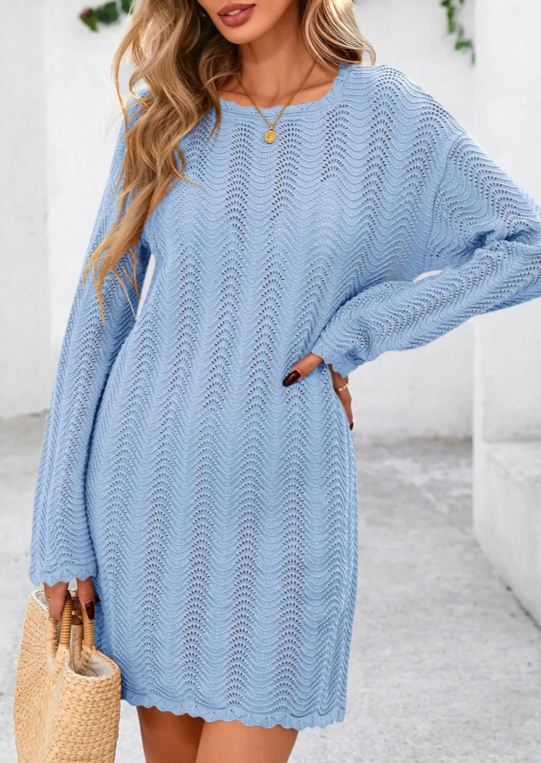 PRETTYGARDEN Women's Swimsuit Cover Up 2025 Summer Bathing Suit Swimwear Crochet Knit Dress Fashion Beach Vacation Clothes