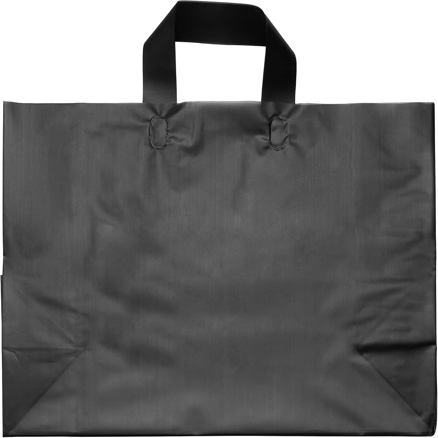 Prime Line Packaging Plastic Shopping Bags with Handles for Small Business, Black Frosted Tote, Merchandise, Retail, Boutiques, Bulk, 16x6x12 200 Pack