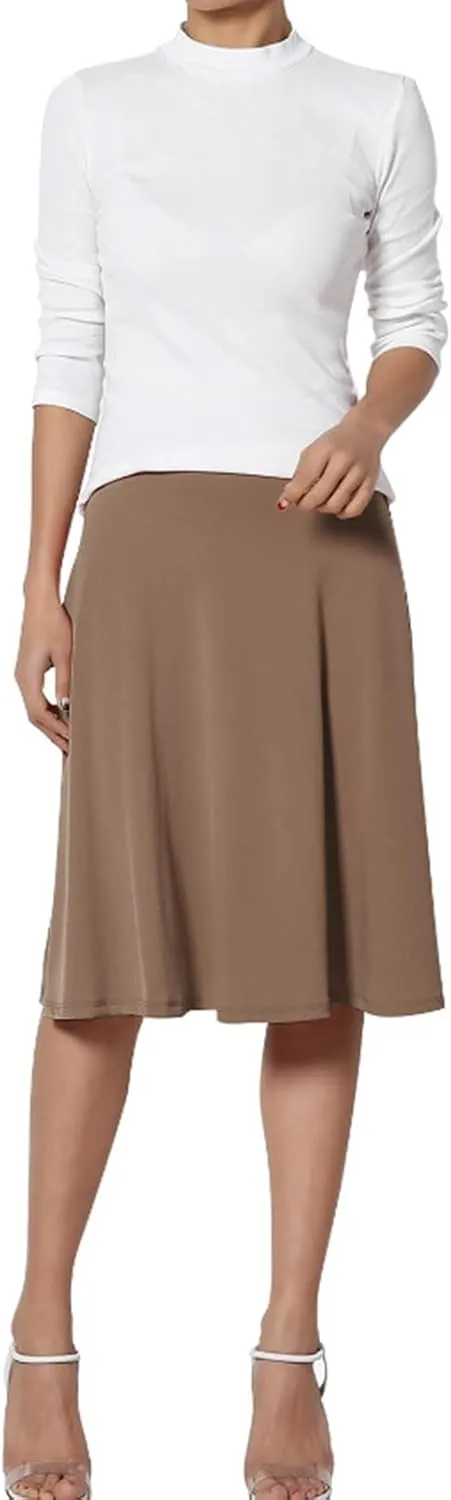Pullover Skirts for Women High Waisted Casual Midi Length Elastic Waist Skirt with Minimalist Lightweight Fabric