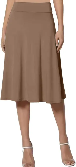 Pullover Skirts for Women High Waisted Casual Midi Length Elastic Waist Skirt with Minimalist Lightweight Fabric