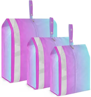 Purple Pink Blue Gradient Packing Cubes for Travel 3 Set Compression Packing Cubes Luggage Accessories for Packing Compression