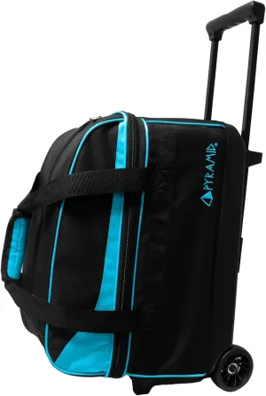Pyramid Prime Double Roller 2 Ball Bowling Bag with Large Separate Compartment for Bowling Shoes (Up To US Mens Size 16) or Accessories, Locking Handle - Extends to 40"