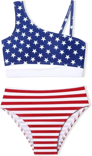 Queenstyle Girls Swimsuits Bikini Set Kids Cutout Bathing Suit Bikini Top Two Piece Girls' Swimwear