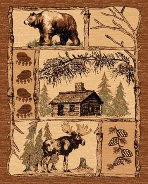 "Bear, Cabin & Moose" Area Rug - 5 x 7