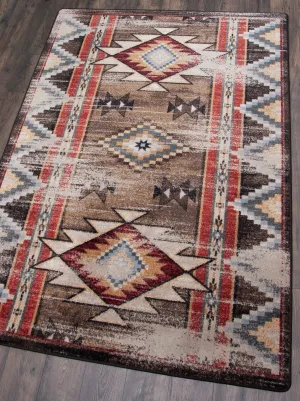"Bowstrings - Distressed Brown" Southwestern Area Rugs - Choose from 6 Sizes!