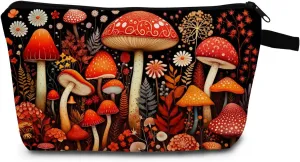 Red Mushroom Makeup Bag Mushroom Accessories Travel Cosmetic Bag Makeup Organizer Bag Zipper Pouch Gifts for Plant Lovers