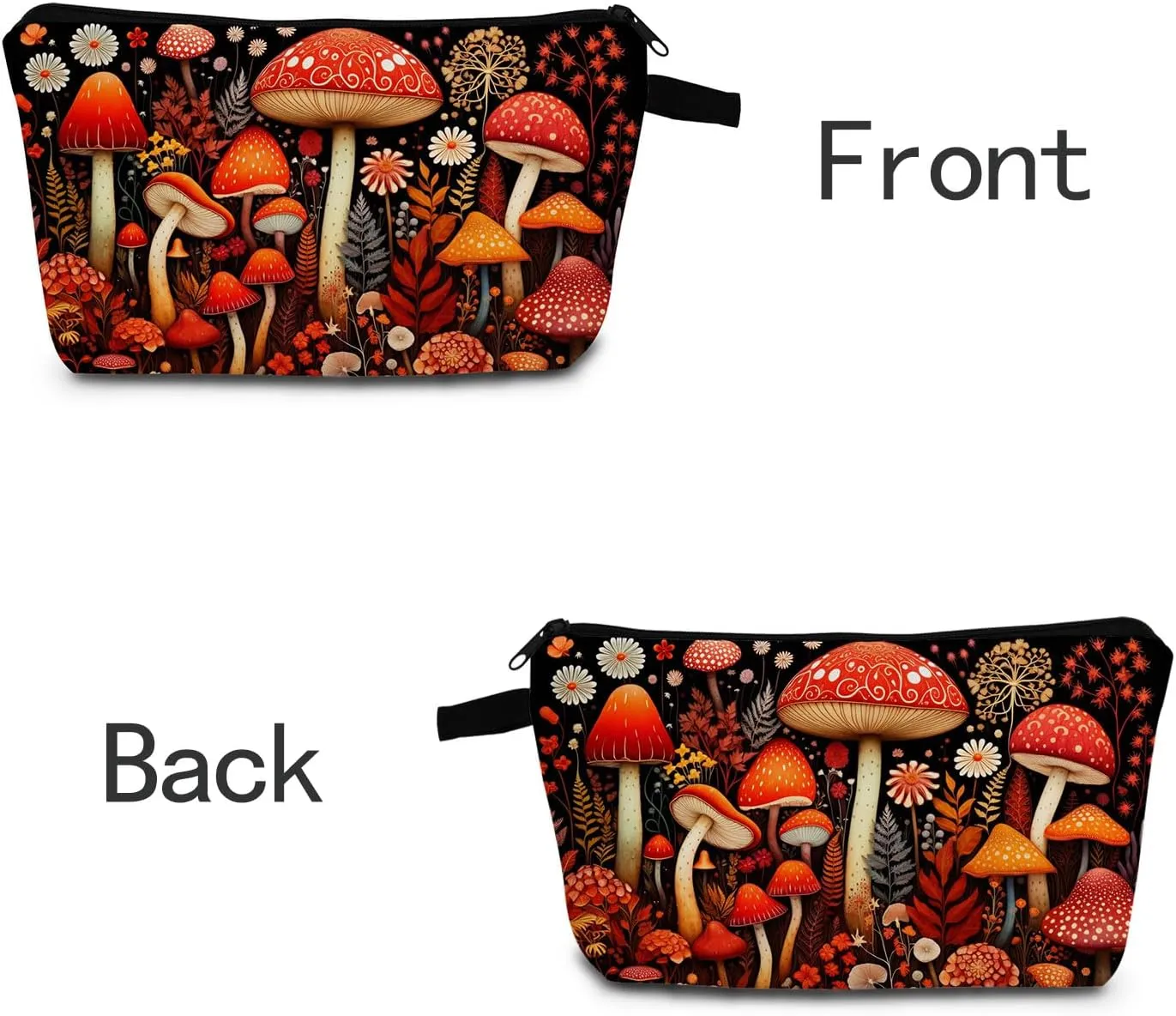 Red Mushroom Makeup Bag Mushroom Accessories Travel Cosmetic Bag Makeup Organizer Bag Zipper Pouch Gifts for Plant Lovers