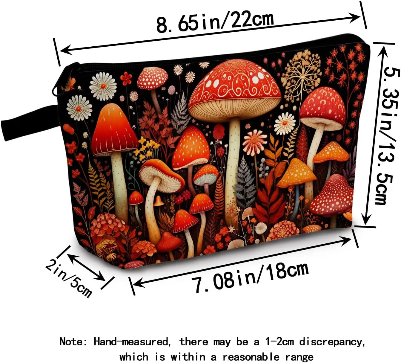 Red Mushroom Makeup Bag Mushroom Accessories Travel Cosmetic Bag Makeup Organizer Bag Zipper Pouch Gifts for Plant Lovers