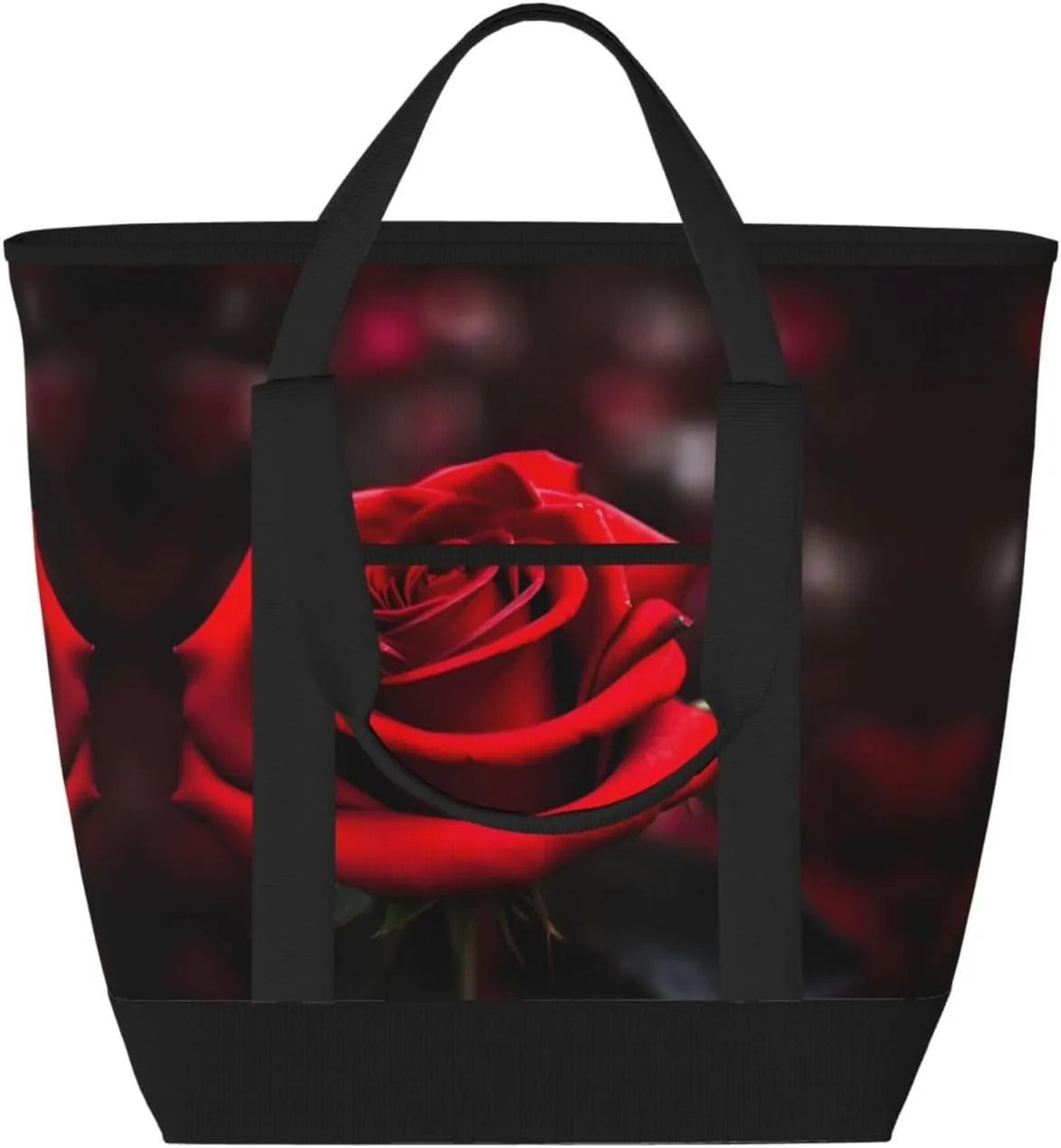 Red rose Women's tote bags and reusable women's beach bags are suitable for travel insulation and cooling bags.