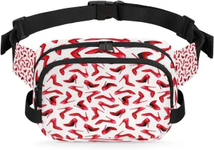 Red Shoes Pattern Fanny Packs for Women Men Fashion Waist Packs Belt Bag Water-resistant Crossbody Bag Waist Pouch Waist Pack Hip Bum Bag for Hiking Casual Travel Cycling