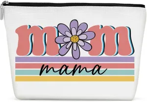 Retro Flower Inspirational Gifts for Mom Mama Makeup Bag Mother Mom Gifts Mom Birthday Gifts from Daughter Fun Mothers Day Christmas Cosmetic Bag Make up Bag Travel Toiletry Bag for Women Mum Mommy