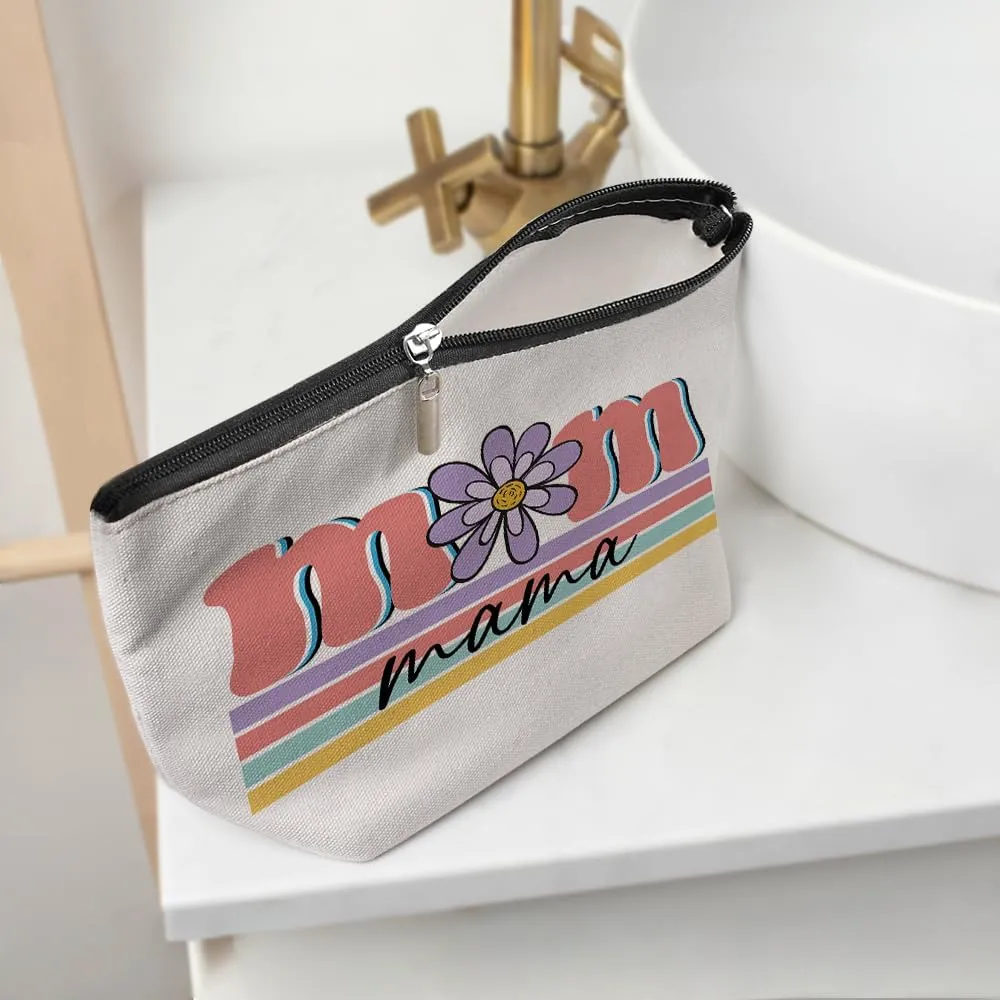 Retro Flower Inspirational Gifts for Mom Mama Makeup Bag Mother Mom Gifts Mom Birthday Gifts from Daughter Fun Mothers Day Christmas Cosmetic Bag Make up Bag Travel Toiletry Bag for Women Mum Mommy