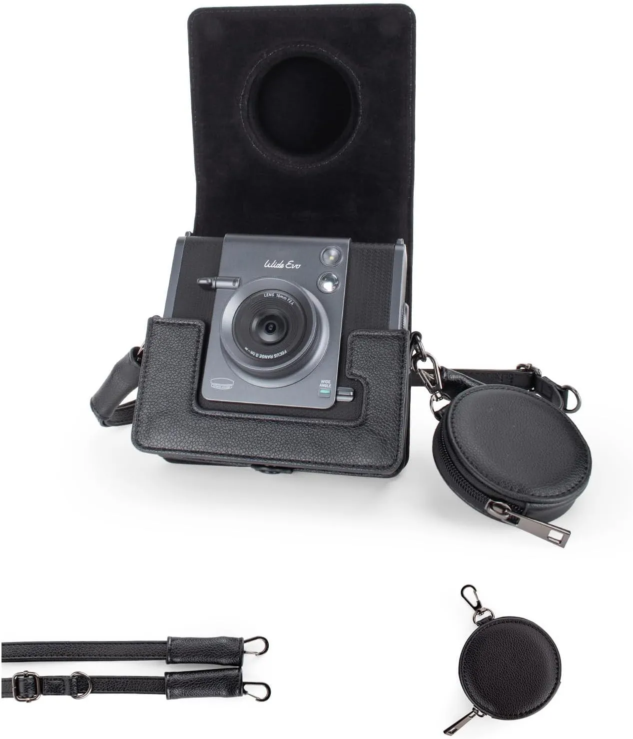 Rieibi camera Case for Instax wide evo camera - Removable Case with Adjustable Shoulder and Lens cap bag (camera not included)