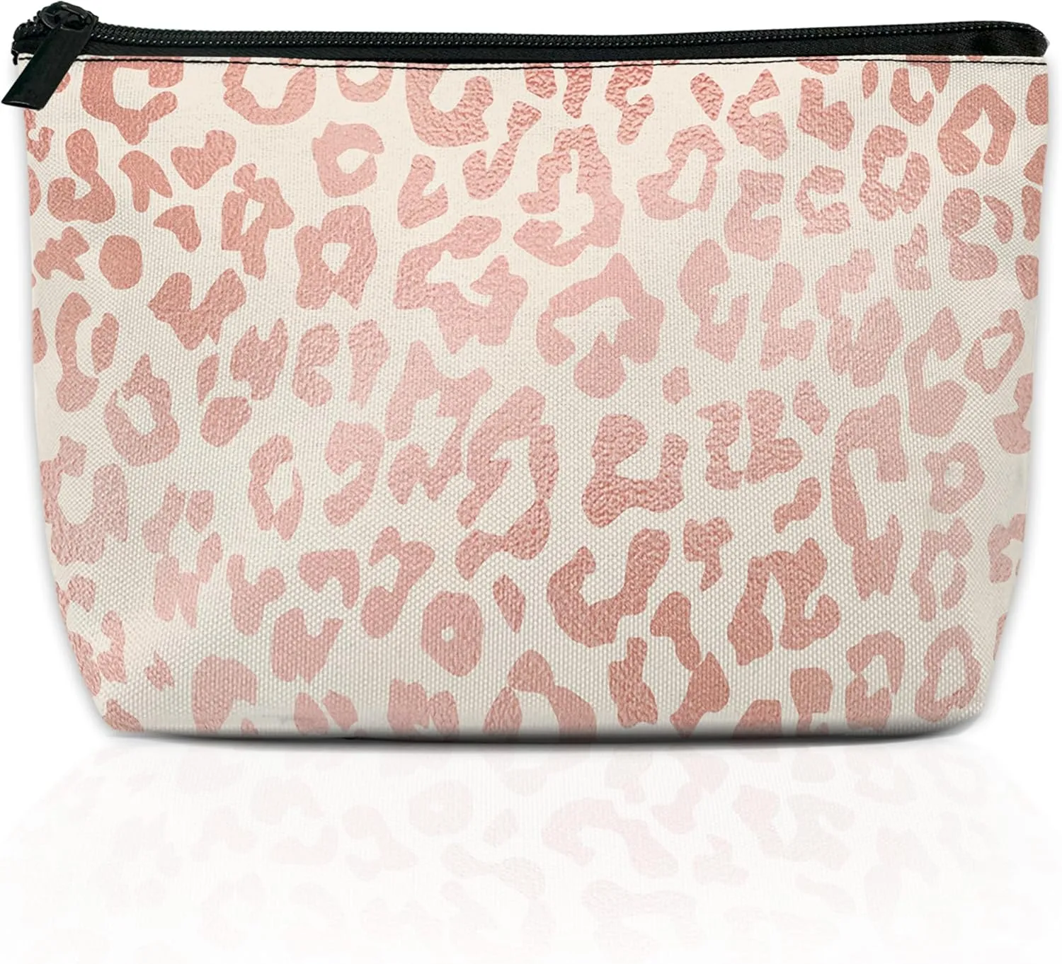 Rose Gold Leopard Makeup Bag for Purse, Waterproof Funny Cosmetic Bag for Women, Zipper Travel Toiletry Pouch Gift 9.55.9 Inch