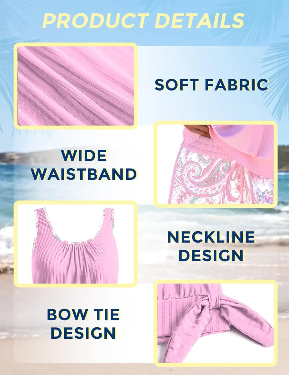 ROSEWE Womens Modest Tankini Swimsuits, Two Piece Athletic Bathing Suits Tank Tops with Board Shorts