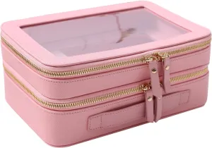 SANHECUN Clear Travel Toiletry bag Toiletry Case Carry on Travel Accessories Bag Makeup Bag (Pink, SHC-TL-2)