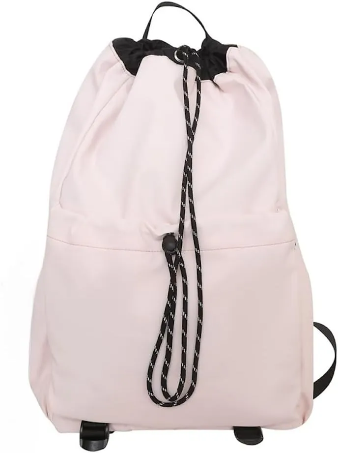 Selena Couple Backpack Drawstring Bucket Bag with pins and Accessories Aesthetic Big Capacity Travel Laptop Bag (Backpack,Beige)