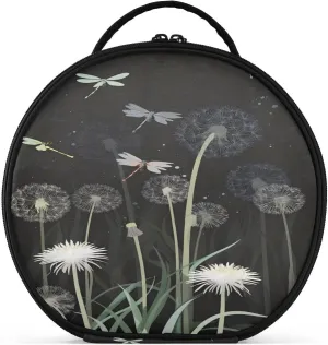 senya Round Cosmetic Pouch Travel Makeup Train Case Organizer Bag Portable Makeup Brushes Toiletry Jewelry Accessories Dandelion Dragonfly