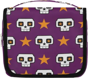 Skull Star Hanging Travel Toiletry Bag Cosmetic Bag Portable Wash Bag with Hook for Bathroom Accessories Toiletries Cosmetics