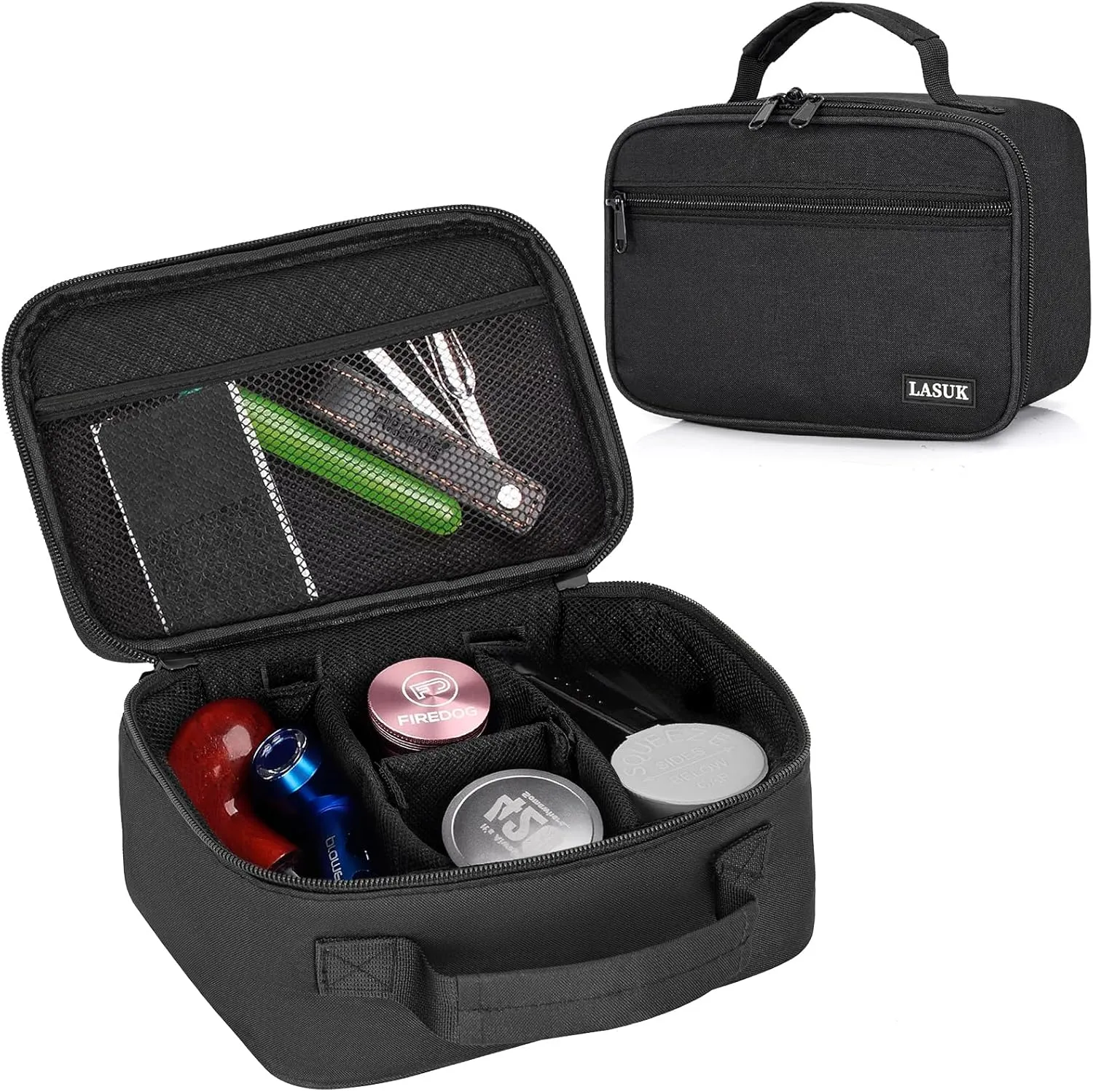Small Zipper Storage Bag, Travel Waterproof Storage Bag with Three Removable Dividers, Black