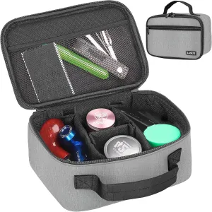 Small Zipper Storage Bag, Travel Waterproof Storage Bag with Three Removable Dividers, Grey