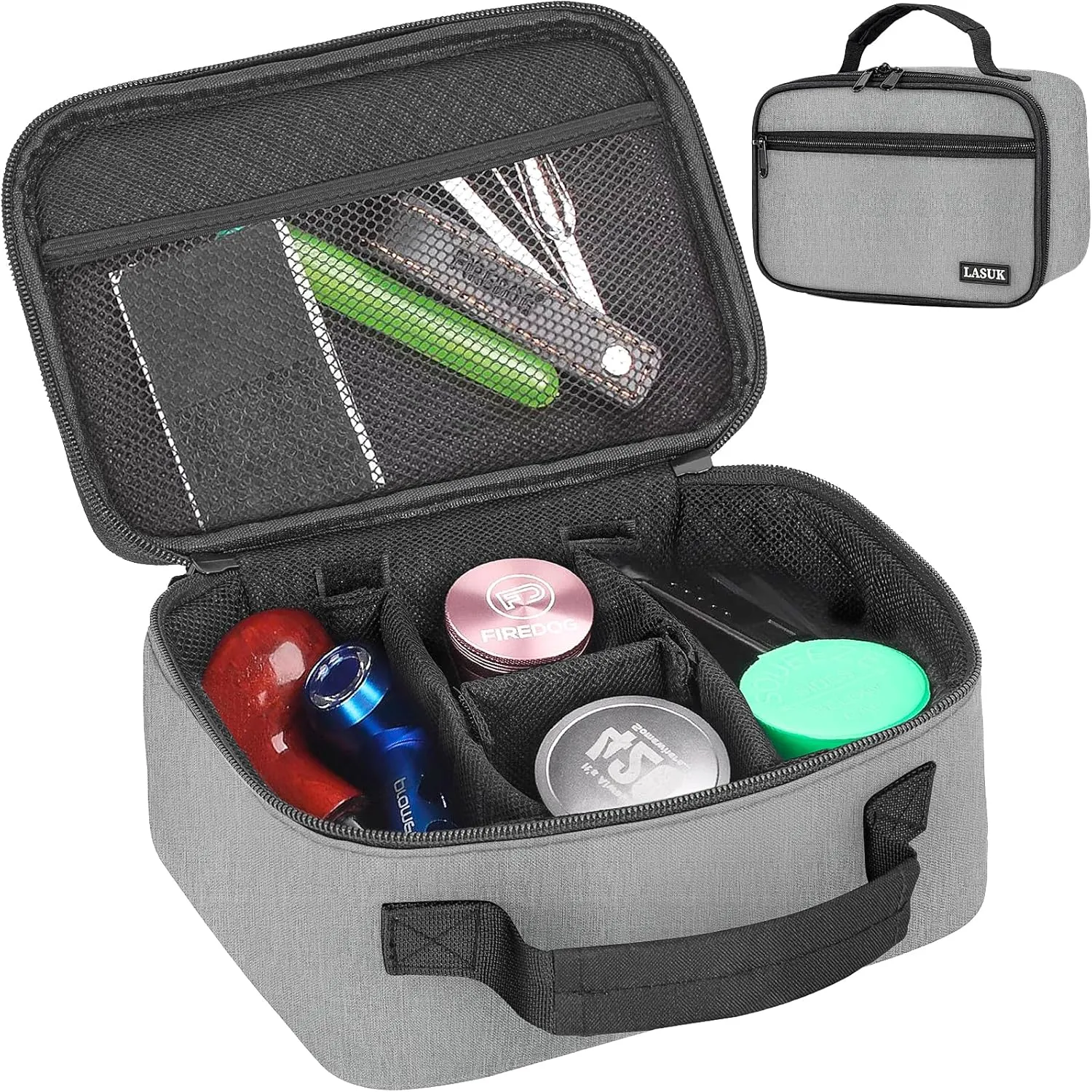 Small Zipper Storage Bag, Travel Waterproof Storage Bag with Three Removable Dividers, Grey