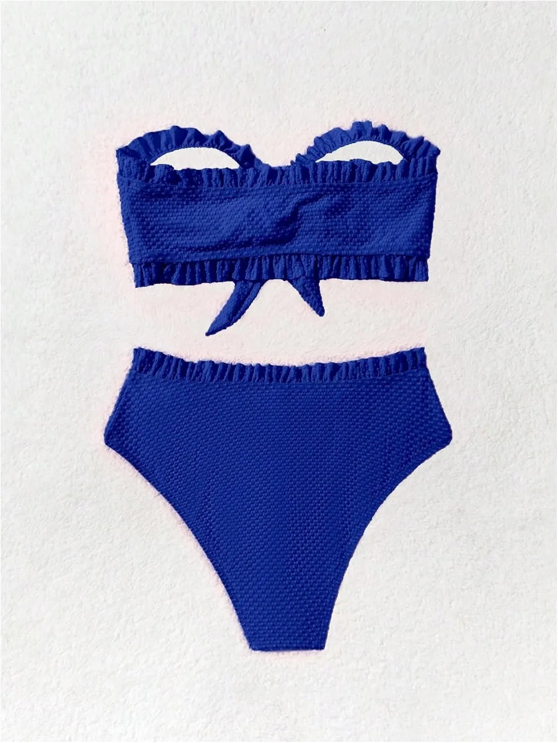 SOLY HUX Women's Ruffle Strapless Bikini Set 2 Piece Bandeau Swimsuit High Waist Bathing Suits
