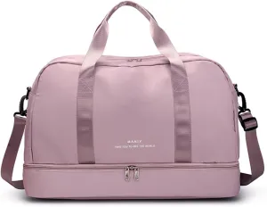 Sports Travel Duffel Bag for Women,Light Gym Bag with Shoe Compartment,Large Capacity Weekender Overnight with Wet Pocket for Lady Travel, Gym, Yoga Pink