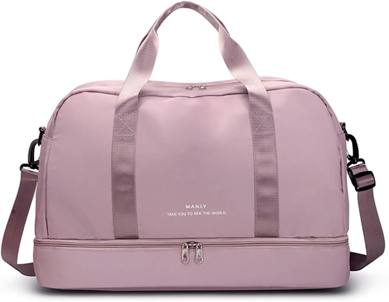 Sports Travel Duffel Bag for Women,Light Gym Bag with Shoe Compartment,Large Capacity Weekender Overnight with Wet Pocket for Lady Travel, Gym, Yoga Pink