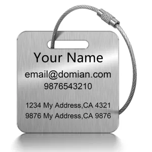 Stainless Steel Personalized Luggage Tags for Suitcases - Custom Name ID Travel Tags for Luggage, Backpacks, Baggage and Bags - Metal Unique Lable - Travel Essentials Accessories for Kids, Women, Men