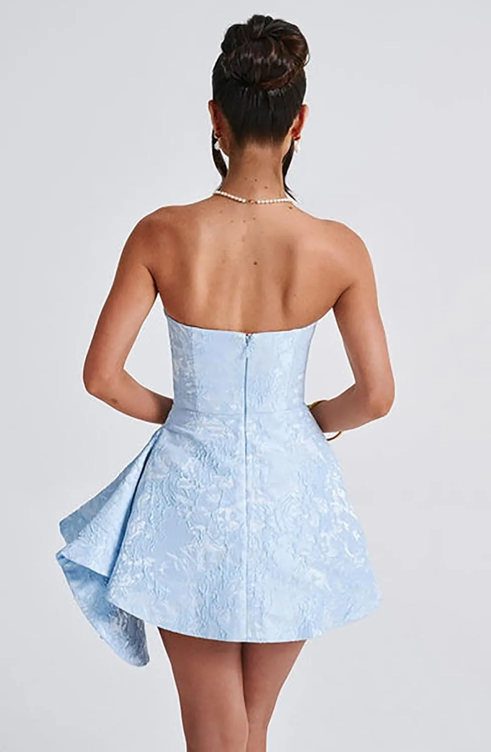 Strapless Short Homecoming Dresses for Teens Embroidery Satin A Line Mini Dress Cocktail Party Gowns