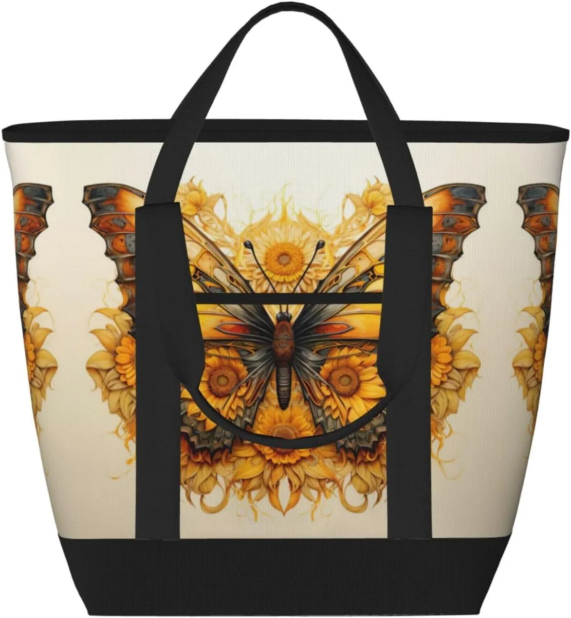 Sunflower Butterfly Women's tote bags and reusable women's beach bags are suitable for travel insulation and cooling bags.