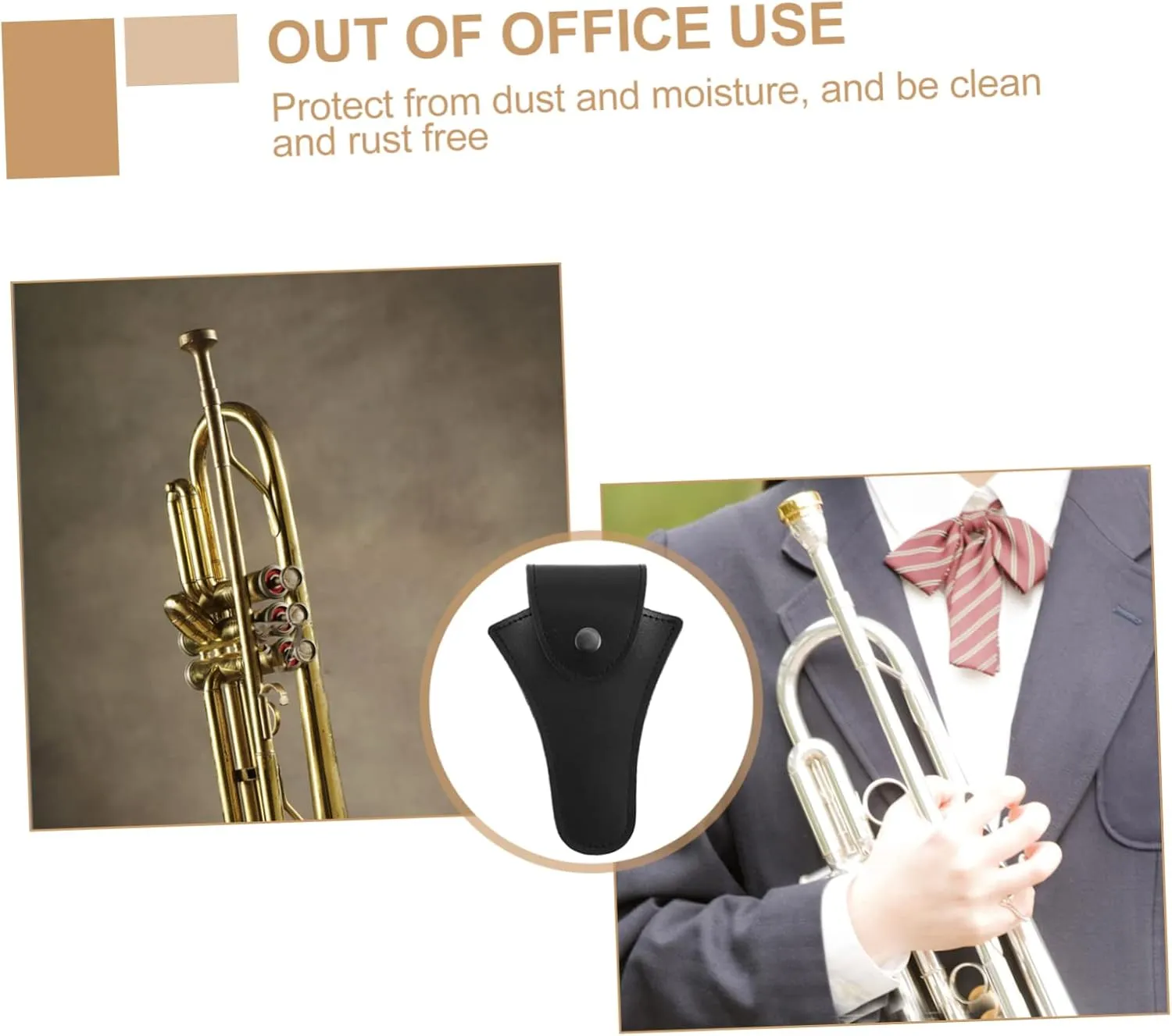 Superior Protection for Your Horn Black Genuine Leather Bag Storage Pouch for Musical Instruments Non-slip