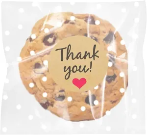 SUREHOME Cookie Bags with Seal 100 Pack 4x4 In Self Sealing Cellophane Bags with Thank You Stickers Self Adhesive Clear Treat Bag for Cookie Packaging Small Gift Candy Gift Giving Individual Wrappers