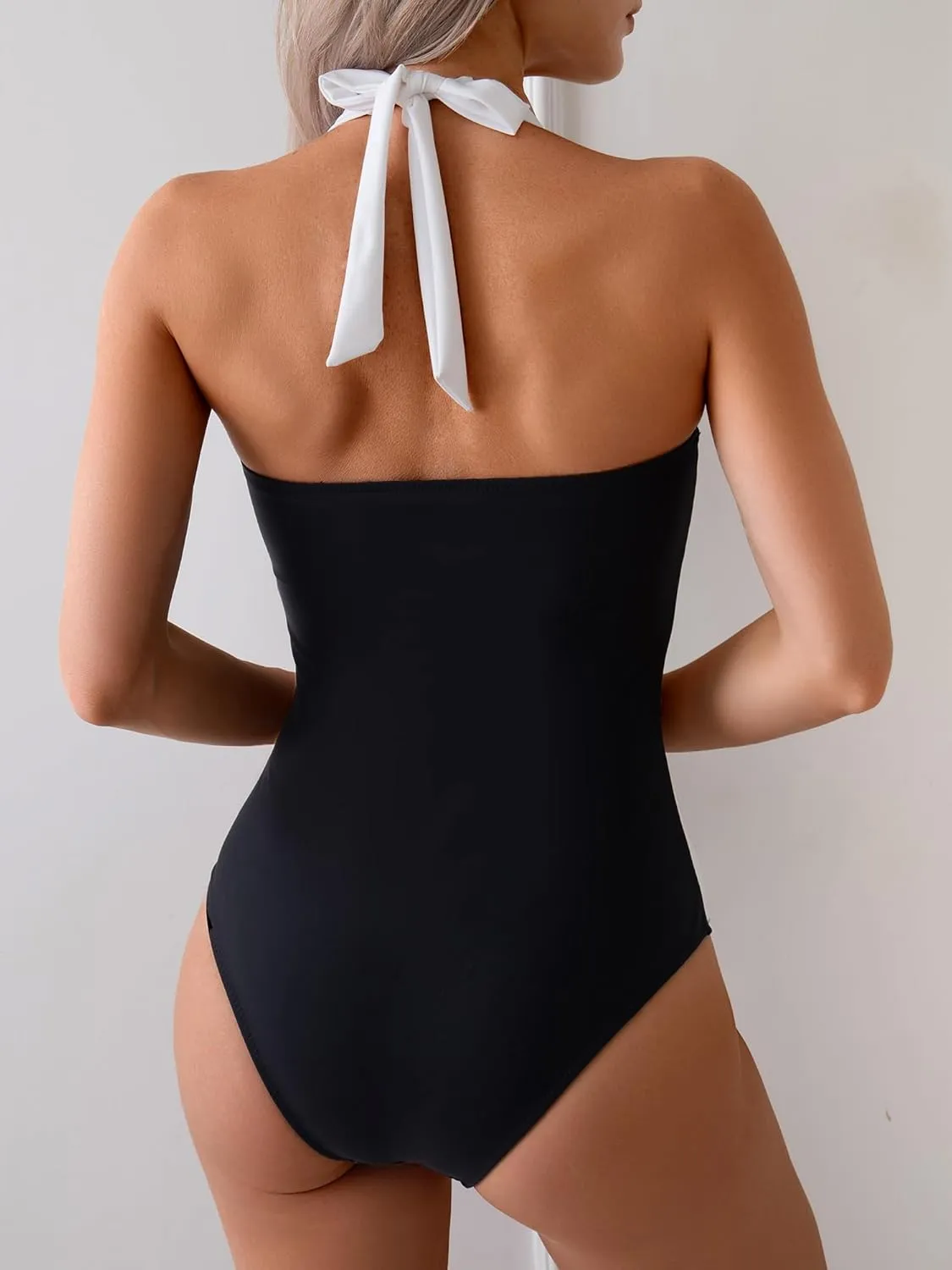 swimall Womens One Piece Swimsuit Tummy Control Modest Bathing Suit Color Block Ruched Slimming Swimwear