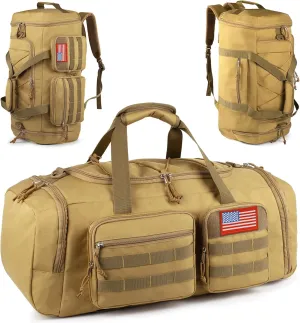 Tactical Gym Bag for Men50L Large 3 in 1 Sports Duffle Bag with Shoes Compartment for Travel,Water Resistant Travel Backpack Weekender Overnight Bag with Wet Pocket for Women
