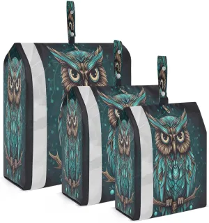 Teal Cartoon Owl Compression Packing Cubes for Travel Packing Organizers Large Luggage Organizers Bags for Women Travel Accessories