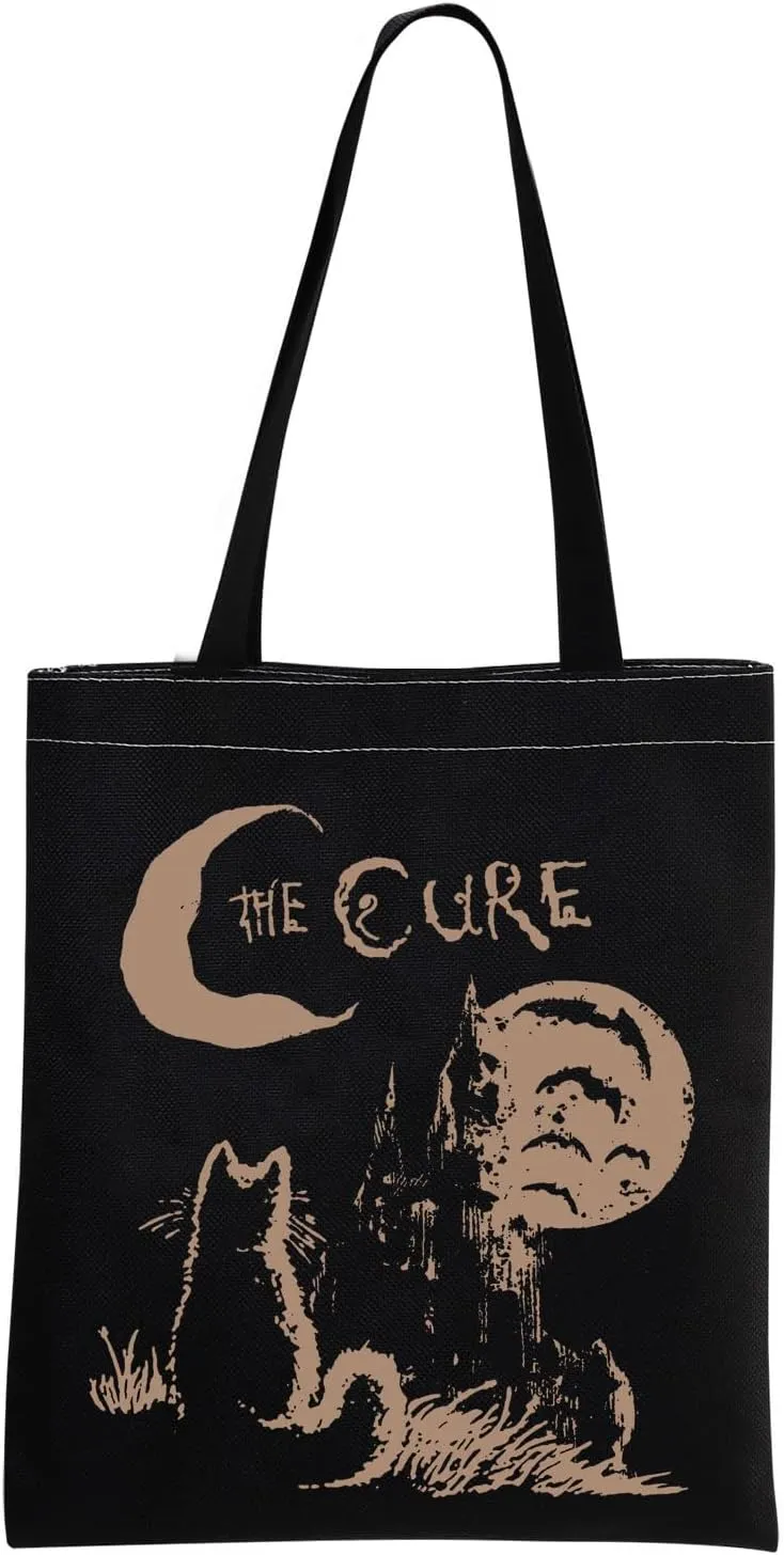 TOBGBE Funny Rock and Roll Accessories 90s Alt Indie Rock Music Bands Tote Bag Gothic Hiphop Gift Album Merch Cat Lover gifts